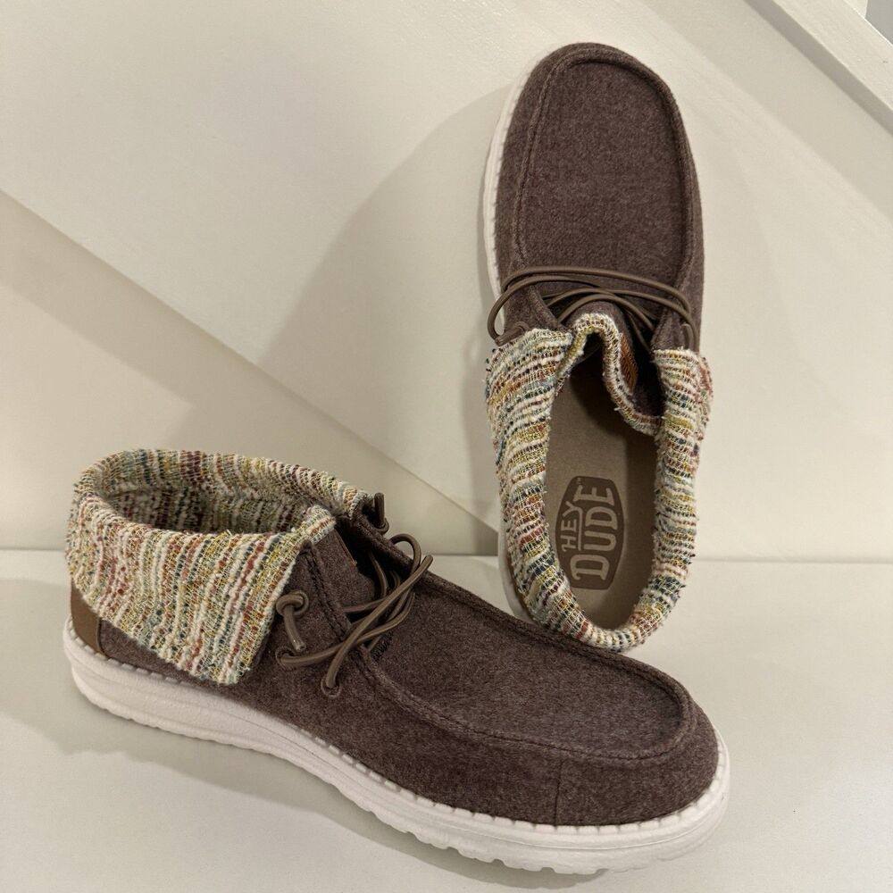 Hey Dude Wendy Fold Baja Boot Slip On Casual Shoes Tan Brown Women Size 8